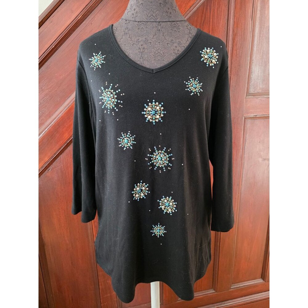 Quacker Factory Black Embellished Snowflake 3/4 S… - image 1